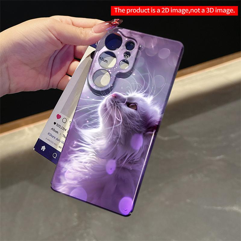 2DFlat Samsung phone case Purple Dream Cat Phone Case Applicable to Galaxy S23 S24 S25ULTRA S26 A12 A14 A15 A16 A54 A55