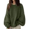 Women's Fashion Casual Loose Pullover Solid Color Round Neck Long Sleeve Knit Sweater