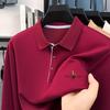 Original Quality Men'S Polo Shirt Solid Color Exquisite Cartoon Embroid Long Sleeve Autumn Lapel T-Shirt Business Trend Menswear