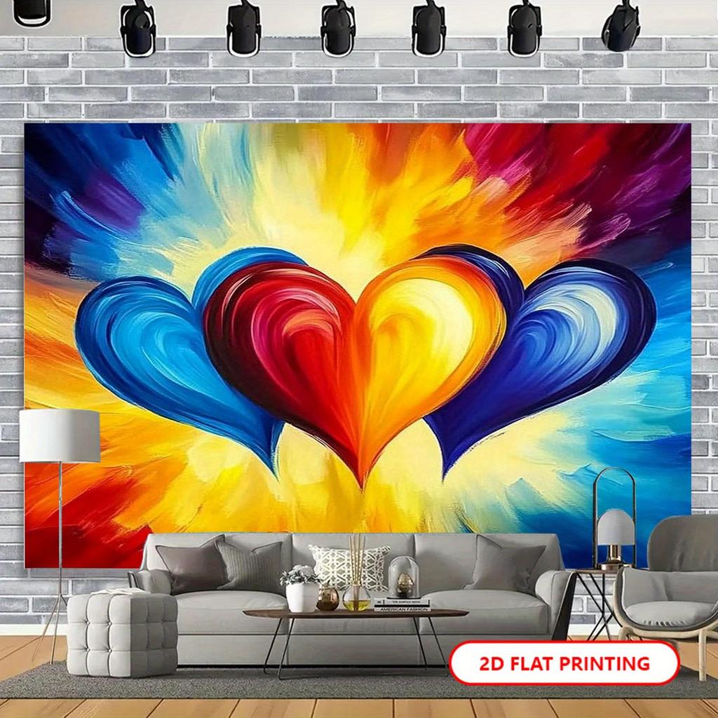 2D Plane, Colorful Heart-shaped Background Fabric, Indoor and Outdoor Parties, Party Decoration, Polyester Fiber