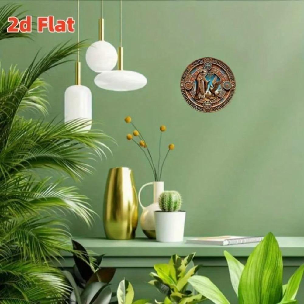 Vintage Religious Wall Art Saint Benedict Metal Tin Sign Decor for Home Bar Cafe