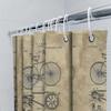 Plano de Bicicleta Vintage Decoración de Baño Arte Rústico de Ciclismo Cortina de Ducha Diagrama de Bicicleta Antigua Cortinas de Lavabo