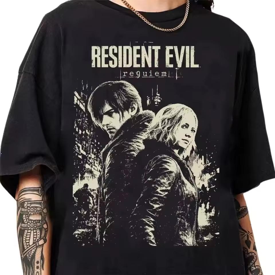 2026 Retro Resident Evil Requiem T-shirt, Resident Evil Game T-shirt, Summer New Cotton Retro Unisex