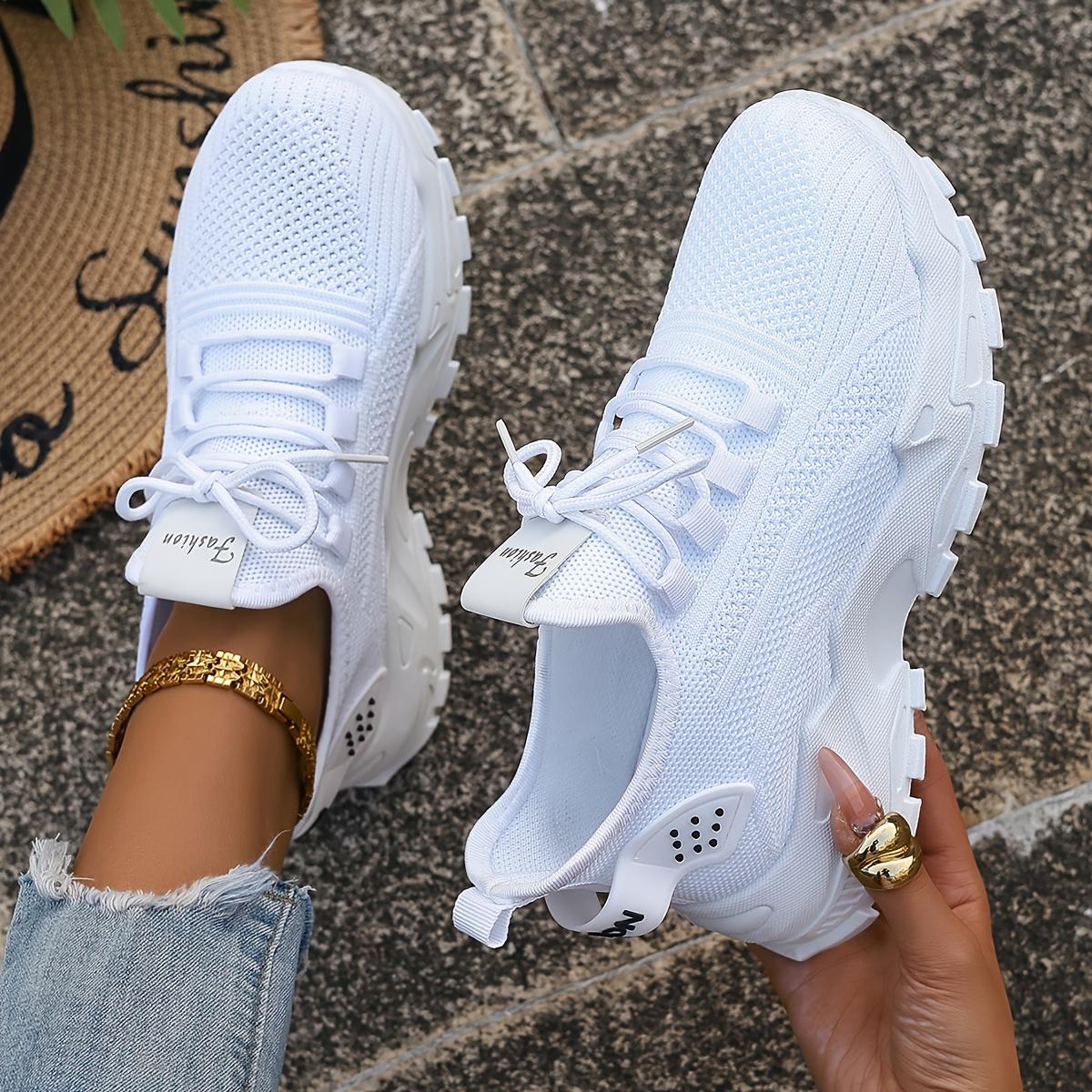 

Женские дышащие вязаные спортивные кроссовки Легкие повседневные кроссовки для ходьбы 41 белый