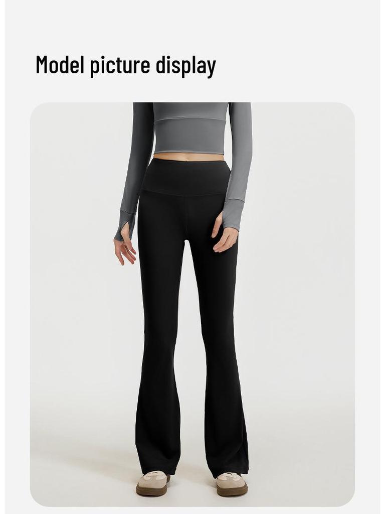 Juyi Tang Höga Midje Flare Yoga Leggings - Naken Känsla Pilates Fitness Byxor