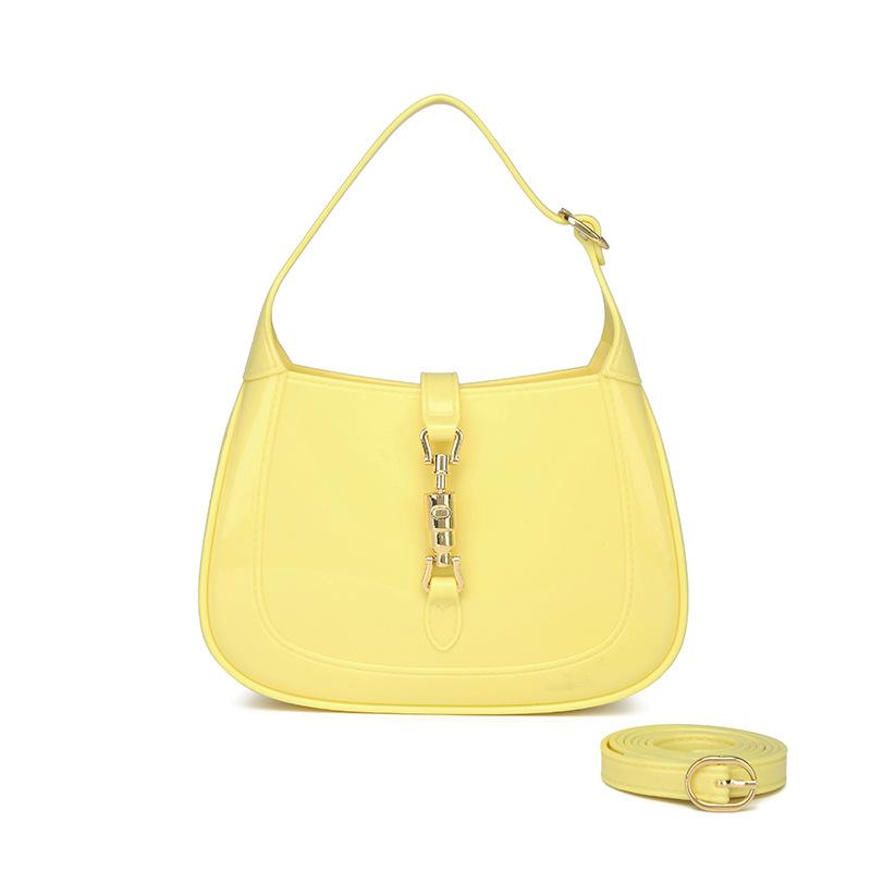 

Женские сумки через плечо Новая мода Однотонный пакет «Новолуние» ПВХ Желейные сумки Повседневные ручные сумки Маленькая квадратная сумка Сумка кроссбоди