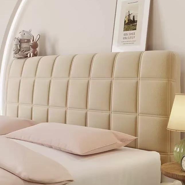 Universal Quilted Elastic Headboard Cover - Solid Color Protector, Dustproof 90cm Length, Padded хаки в клетку