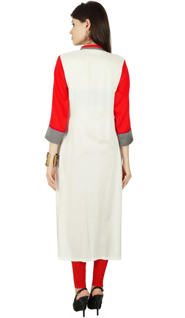 Designer Ethnic Button Down Solid Kurti Rayon Top Kurta Women Tunic Casual