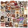 50pcs Leopard Love Stickers Set Retro Aesthetic Downtown Girls Stickers Cool Trendy Y2K Stickers for Laptop Skateboard