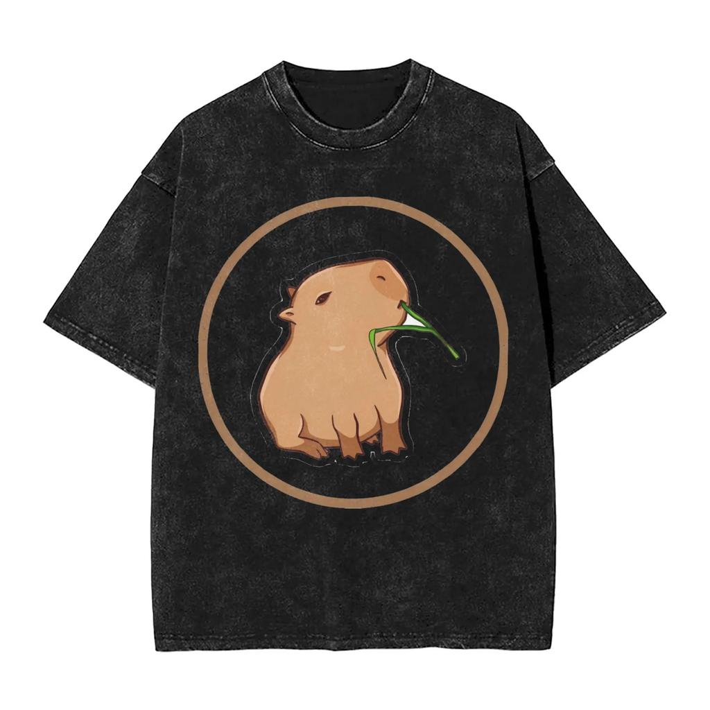 Capybara Rodent Animal Lovers Humor T Shirt Hipster T-Shirts Short Sleeve Y2K Fun Tops Summer Cotton O Neck Tees