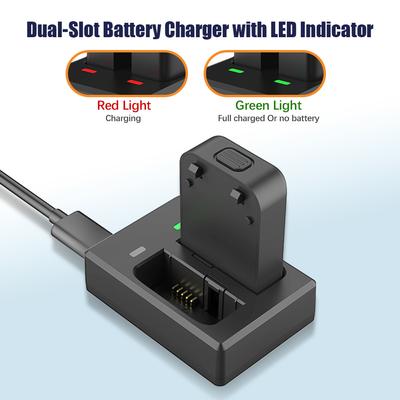 SJCAM C300 Camera Battery Charger Dual-Slot Charger with LED Indicators Micro USB & Type C Port +