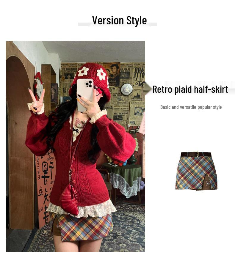 High-Waisted Slimming Korean Retro Spicy Girl Dachshund Mini Skirt for Autumn/Winter