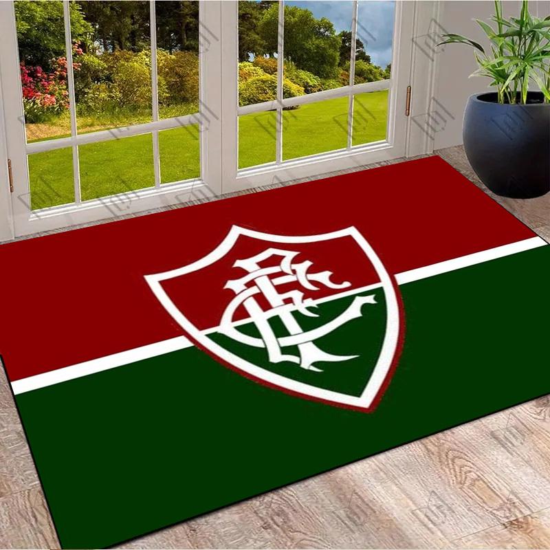 Fluminense FC Club Crest Red Green Split Background Print Area Rug Brazilian Soccer Fan Non Slip Rectangular Floor Mat Gaming Room Home Decor Rug