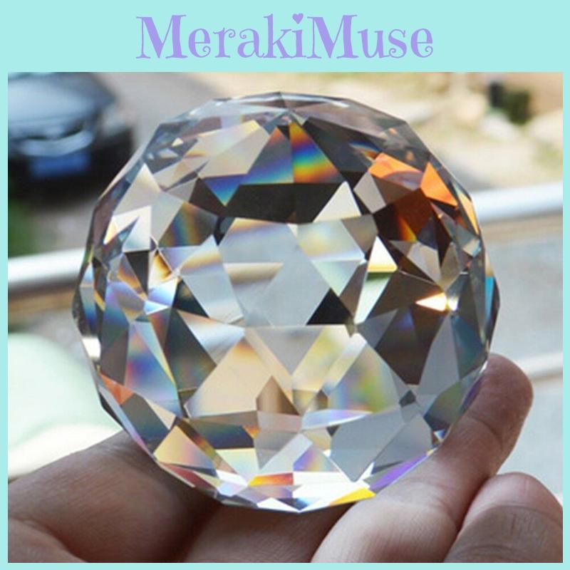 Crystal Clear Cut Sphere 50mm Faceted Gazing Ball Prisms Suncatcher Home Decor