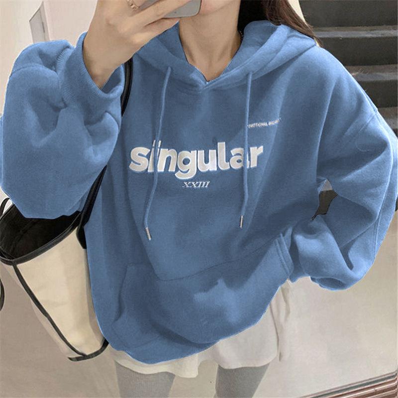 Dámská robustní mikina s kapucí, volný svetr s kapucí, volný čas