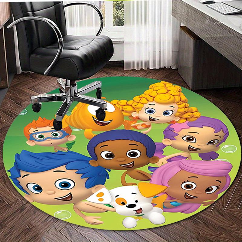1pc Bubble Guppies Design Printed Area Round Carpet for Bedroom Living Room Home Decor Rugs Mat Non Slip Mat Rug for Bedside
