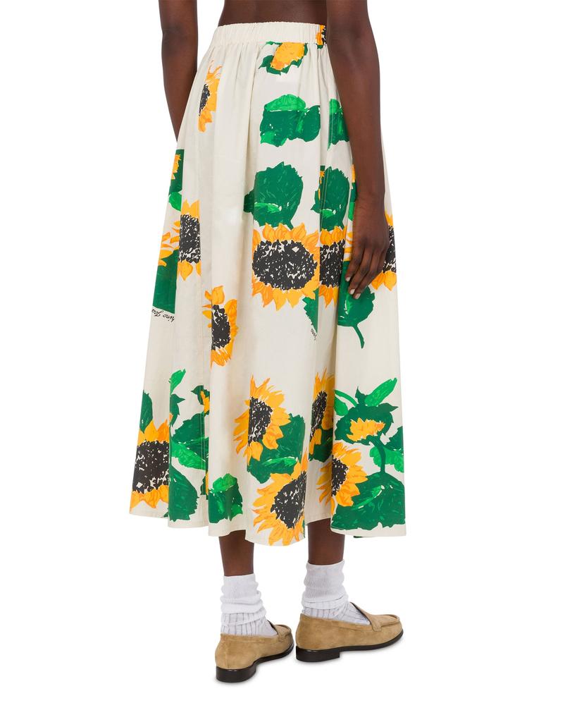 Moschino Jeans Flower Print Cotton Skirt