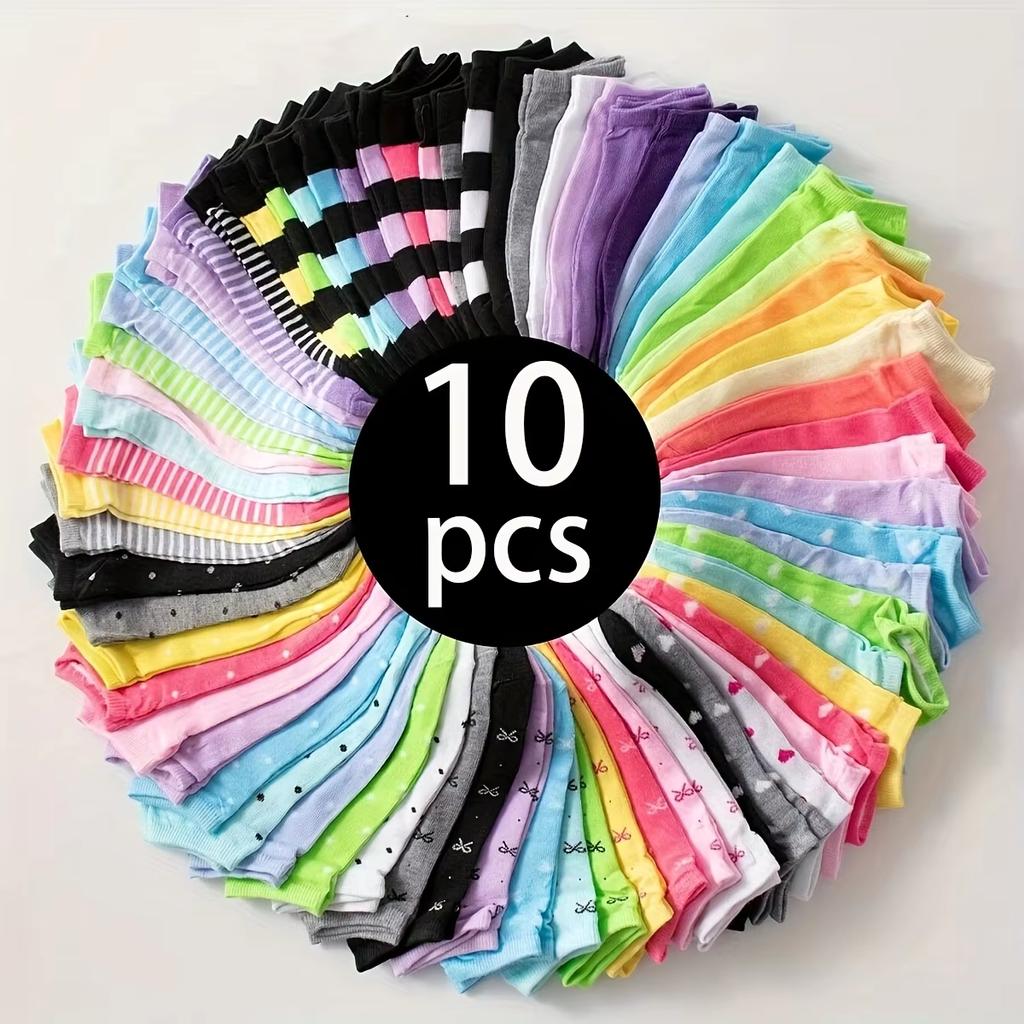 Calcetines Tobilleros de Colores Caramelo para Mujer, Tejido de Punto Ultra Suave para Mayor Comodidad, Calcetines Cortos, Set Listo para Regalo, 10 Pares, 5 Pares