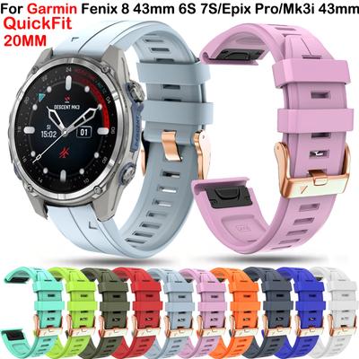 Bracelet en Silicone Quickfit 20mm Femme Pour Garmin Mk3 Mk3i 43mm Fenix 8 43mm/7S 7SPro/Fenix6S 6SPro/Fenix 5S Plus Instinct 2S E 40mm