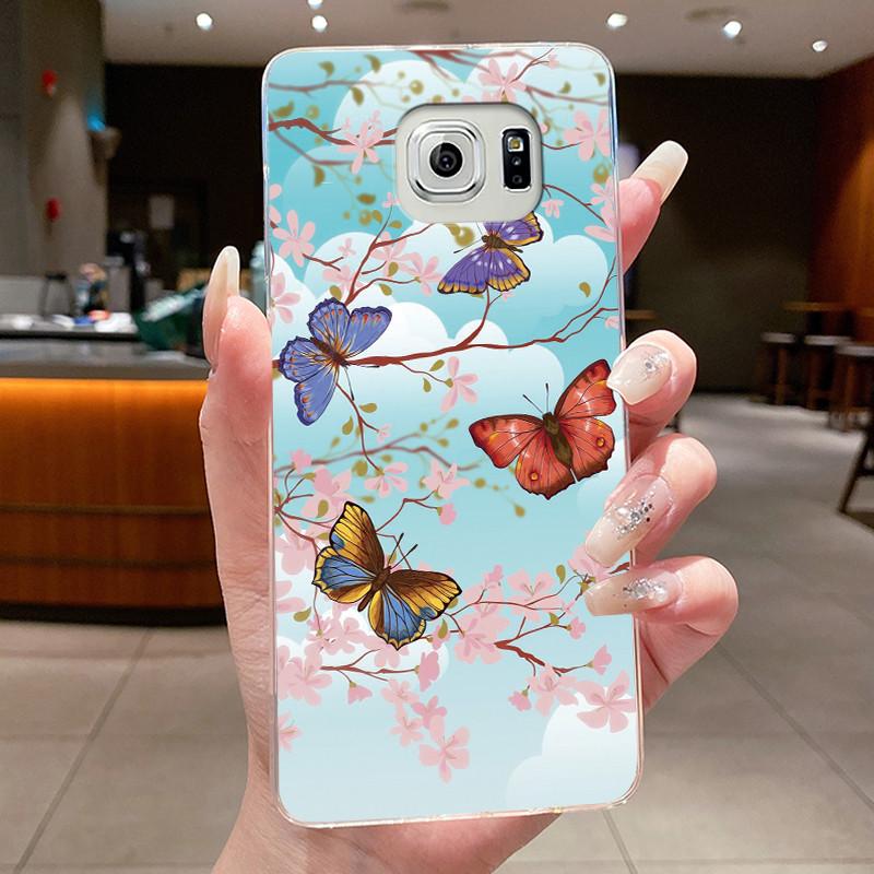 Hülle Für Samsung Galaxy S6 Edge Plus Blume Schmetterling Handyhüllen Für Samsung S5 S6 Edge+ Weiches Silikon Transparente TPU Hüllen