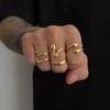 Salircon 4Pcs/Set Fashion Metal Irregular Geometric Open Finger Rings Women Punk Adjustable Gold Color Ring Couple Jewelry Gifts