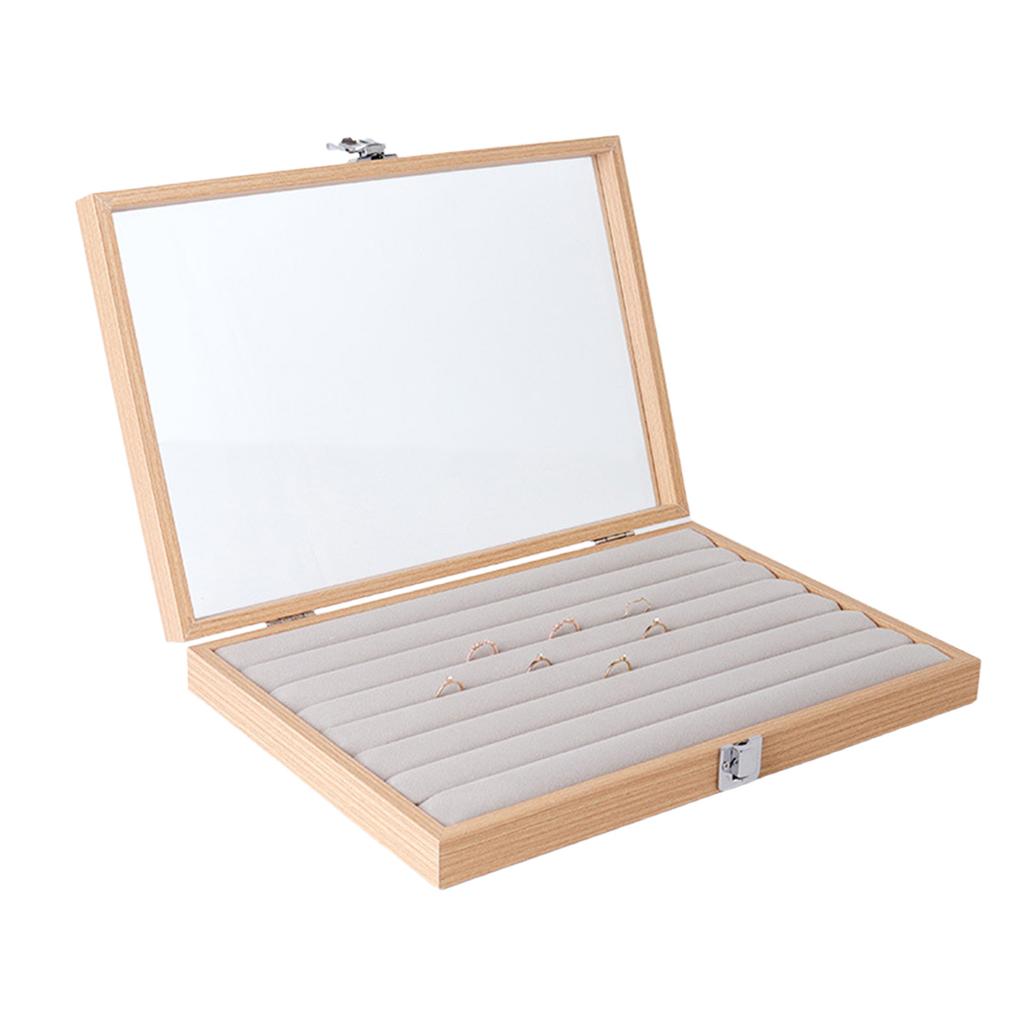 Jewelry Box Wood Frame with Multiple Compartments for Women Ladies Earrings Rings and Necklaces Display Organizer