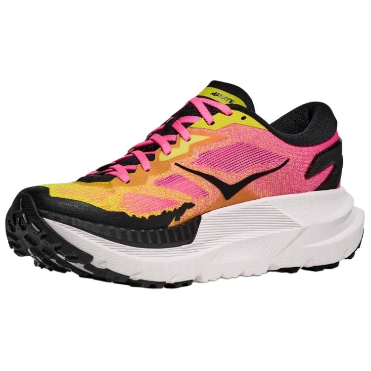 HOKA One One Mafate X Classic Versatile Slip Resistant Durable Breathable Lightweight Trail Running Shoes Women Sneakers Yellow Pink 1162010-NNH