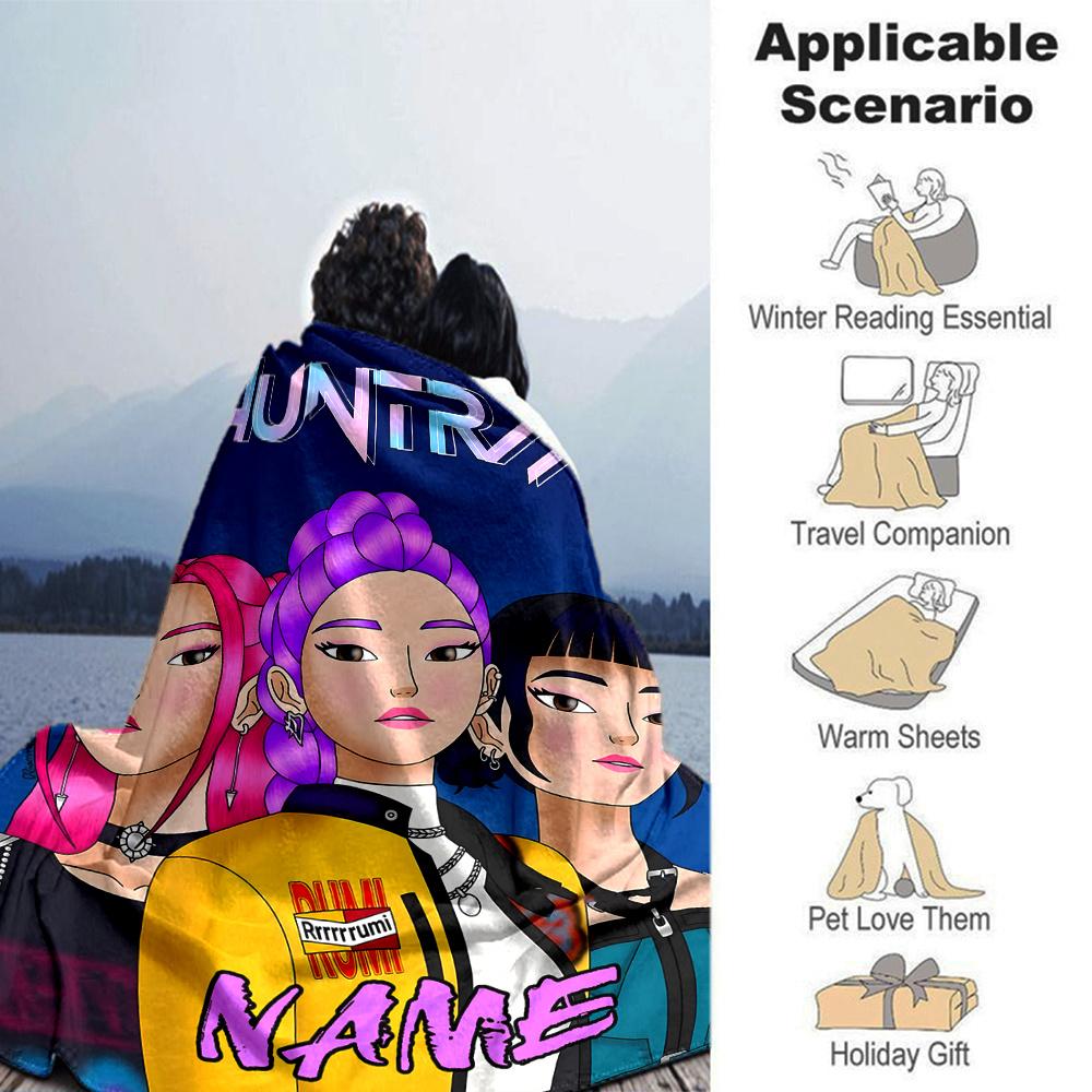 Anime Girls Four Seasons Blanket Customized With Your Name Lightweight And Warm Perfect Gift For Home Office Camping Sofa Travel Beach Durable