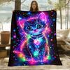 1pc Neon - Lit Cat with Colorful Background Used for Sofa, Bedroom, Living Room, Bed, Couch, Chair Soft and Warm Blanket-Lightweight Flannel