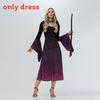 Halloween Witch Crazy Hooded Dress With Digital Print For Costume Parties