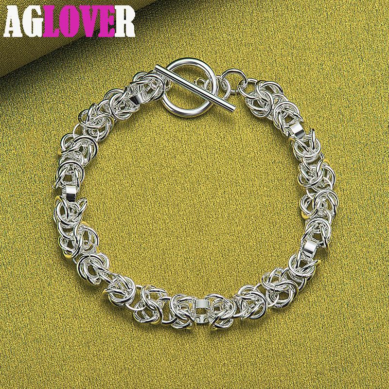 Bijuterii brățară cu cataramă OT cu lanț cerc interconectat din argint 925