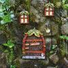 Waterproof Tree Trunk Decor 1 Set Fairy Door Windows And Lamp, Garden Accessories, Miniature Outdoor House Glow in The Dark Gnome for Yard Decoration