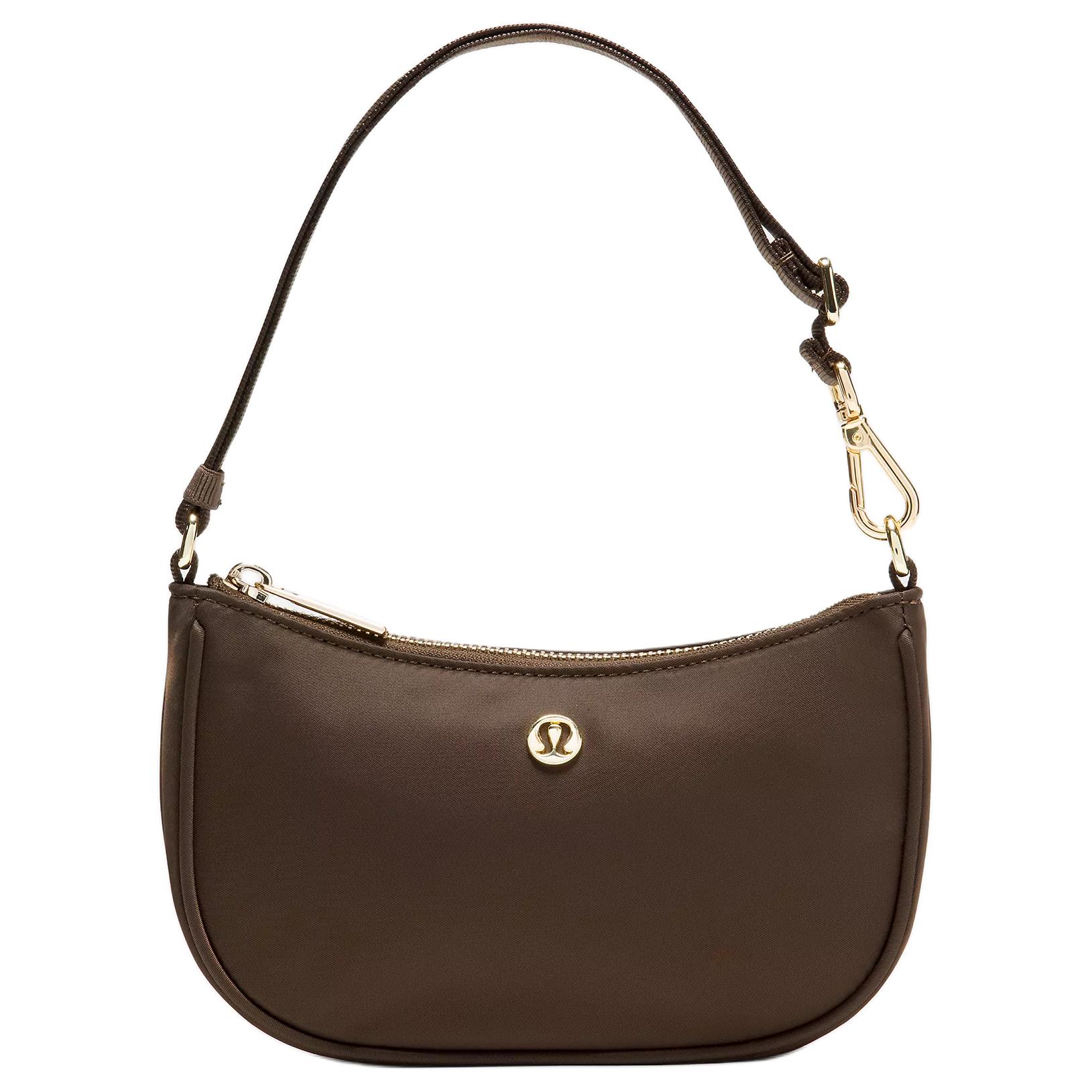 Lululemon City Essentials 1L Minimalist Versatile Nylon Tote Shoulder Bag Mini Women bags Walnut-Crunch Gold LW9FRIS-074345 Walnut & Crisp & Gold