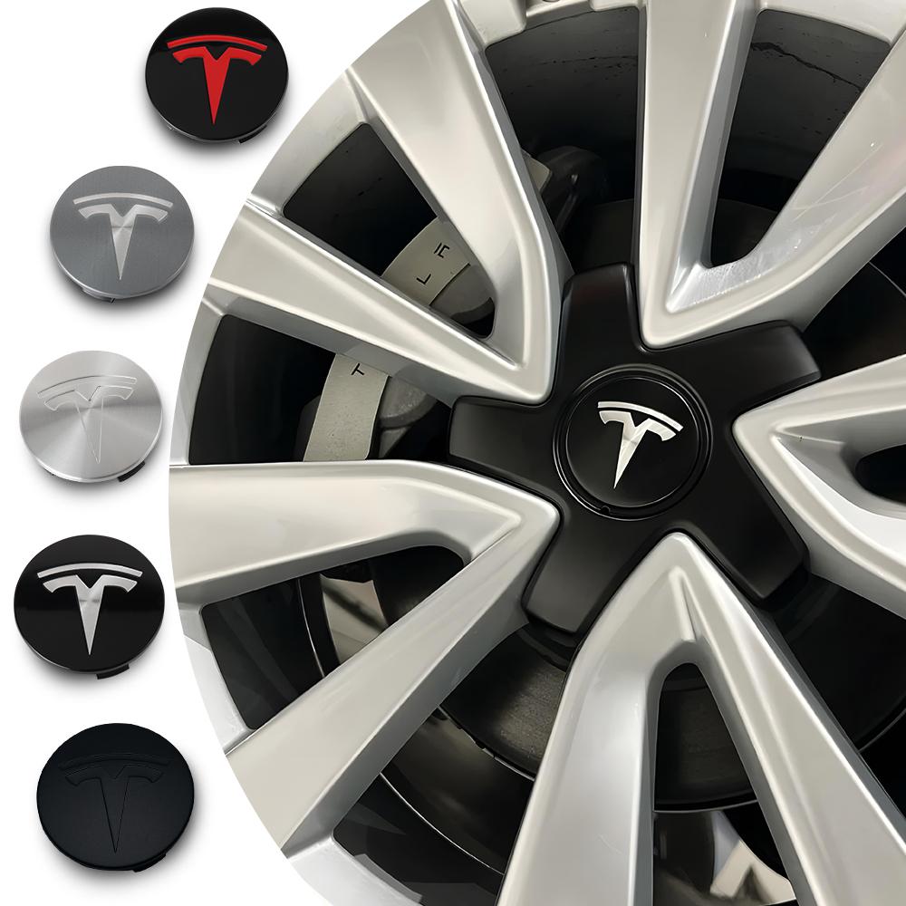 IKTT7 4Pcs 56mm Car Styling Wheel Tire Center Hub Cap Auto Accessories For Tesla Model 3 Model S Model X Model Y Cybertruck Roadster