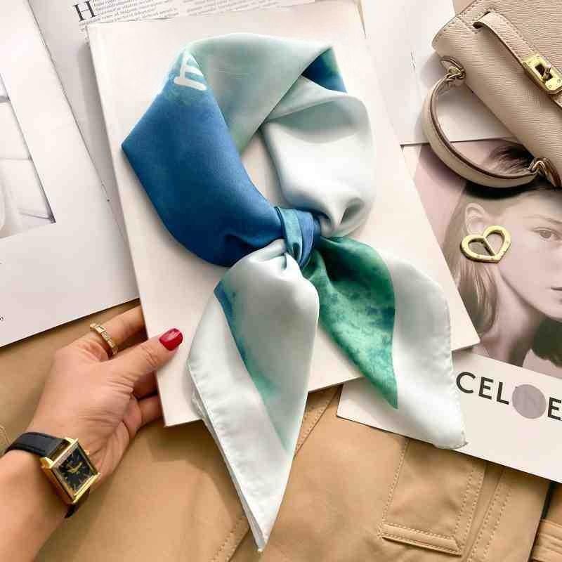 70cm Colorful Print Silk Scarf Women Fashion Kerchief Soft Satin Hairband Hands Bag Ribbon Foulard Hijab Neckerchief Headband