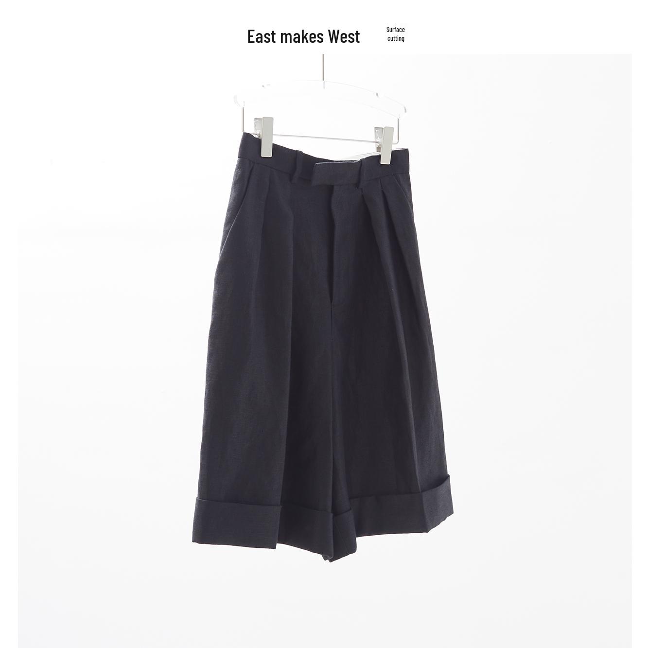 

High-end Women s Summer Hemp Linen Mid-Length Loose Shorts XL