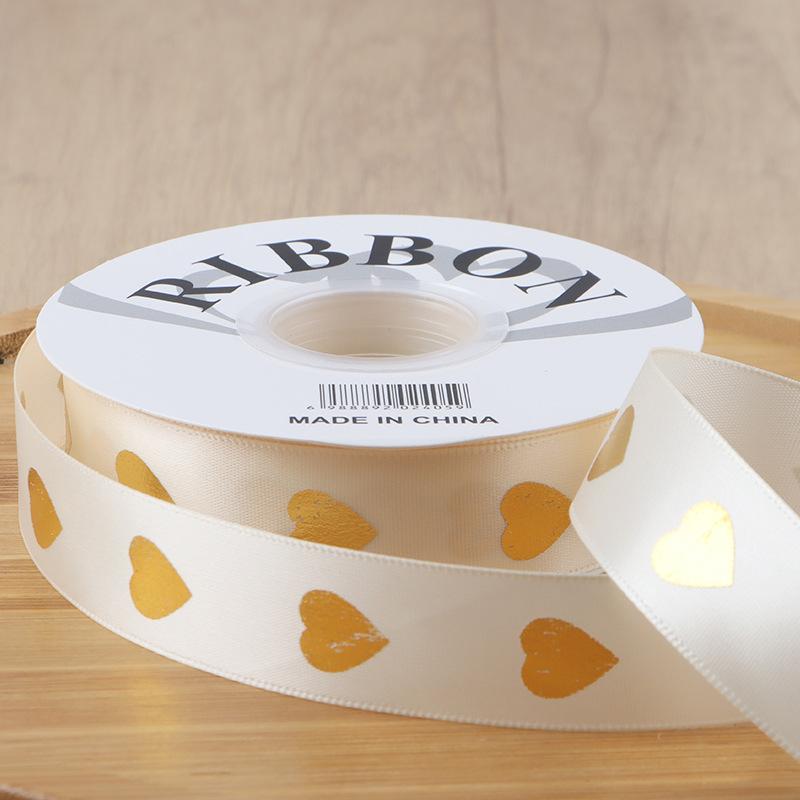

36 Yard Heart Easy-to-Tie Foil-Stamped DIY-Friendly Polyester Length-Sufficient Premium Gift Ribbon Durable 2.5CM Fade-Resistant 2.5CM*36yards