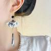 Steel Fun Zircon New Chinese Style Fan Shell Pendent Long Tassel Dangle National Style Earrings for Women Zircon Gift 2024