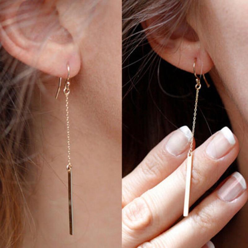 

1 Pair Women Alloy Dangling Earrings Tassel Chain Hook Earrings Punk Earrings Ear Jewelry