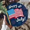 2D Flat 1pc, 8x8 In, Happy Fourth of July Round Aluminum Metal Sign, Fireworks & Stars Design, Inspired Wall Art for Living Room, Bedroom, Porch