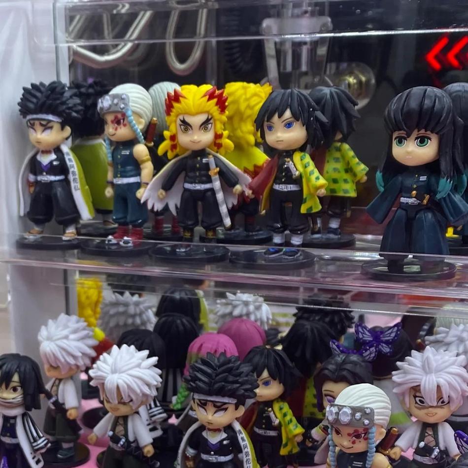 9pcs Set Q Version Demon Slayer Standing Ghost Doll Tanjiro Nidouzi Inosuke Zenizu Figure Action Figure Movie Model kid Toy Gift