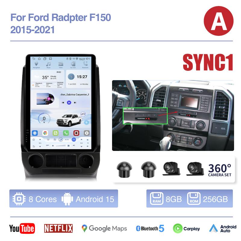 14.5Inch Android 15 8 Core For Ford Radpter F150 2015 - 2025 Car Multimedia Video Player GPS Navigation Auto Radio Carplay 360