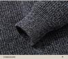 Men's Thick Rice Stitch Wool Cardigan, Zipper Stand Collar, Warm Autumn/Winter Sweater