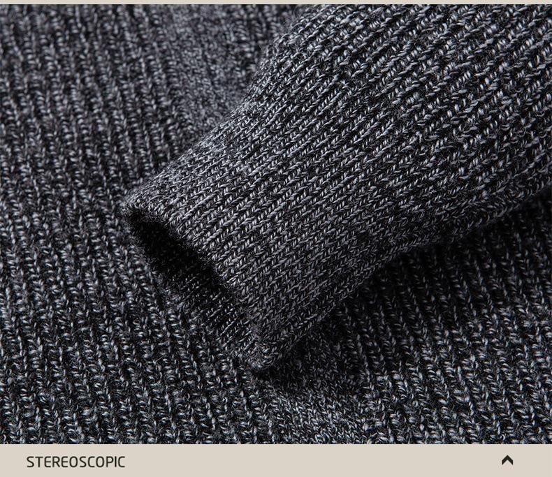 Men's Thick Rice Stitch Wool Cardigan, Zipper Stand Collar, Warm Autumn/Winter Sweater