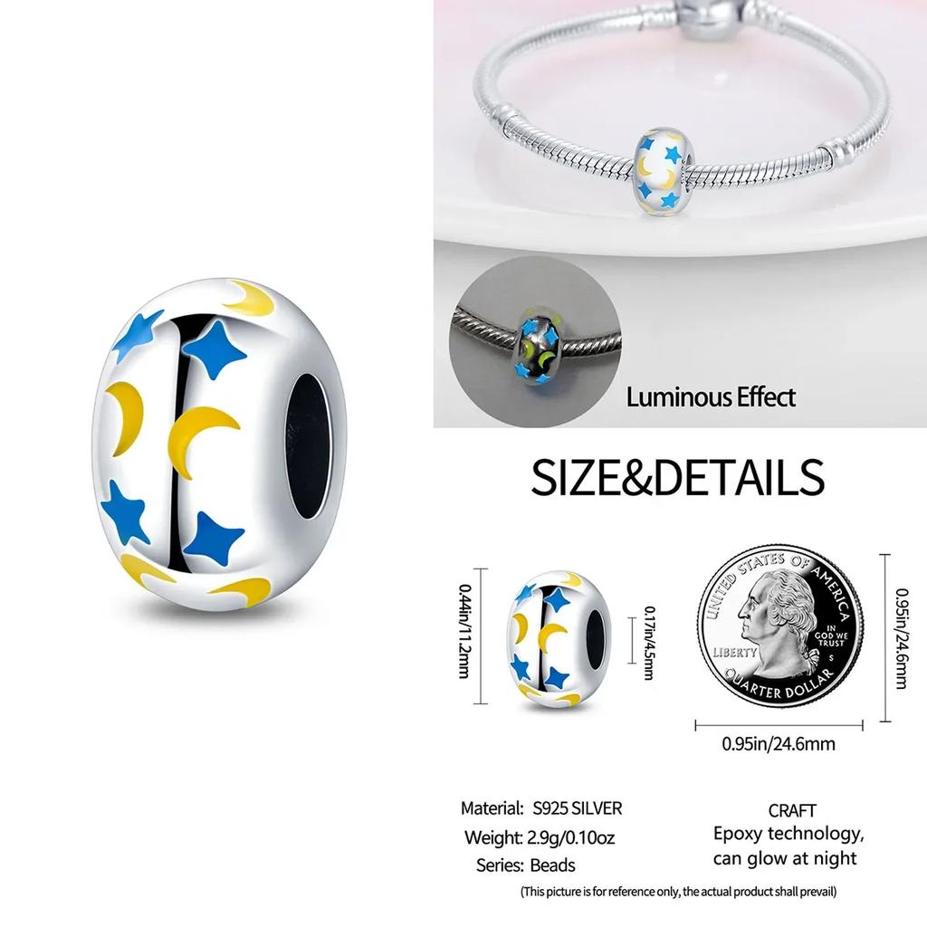Colorful Copper Blue Glow-In-The-Dark Murano Princess Glass Beads Fits Original Bracelet Jewelry Set Accessories