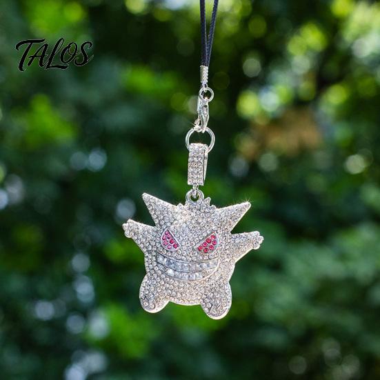 Car Rearview Mirror Hanging Ornament Bling Accessories, Cute Rhinestone Devil Rear View Holiday Gift for Lovers Charm, Halloween Auto Interior Pendant