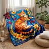 Floral Cats Tree Artwork Theme blanket Lightweight Warm Flannel Blanket Decorative Throw Blanket for Home Decoration