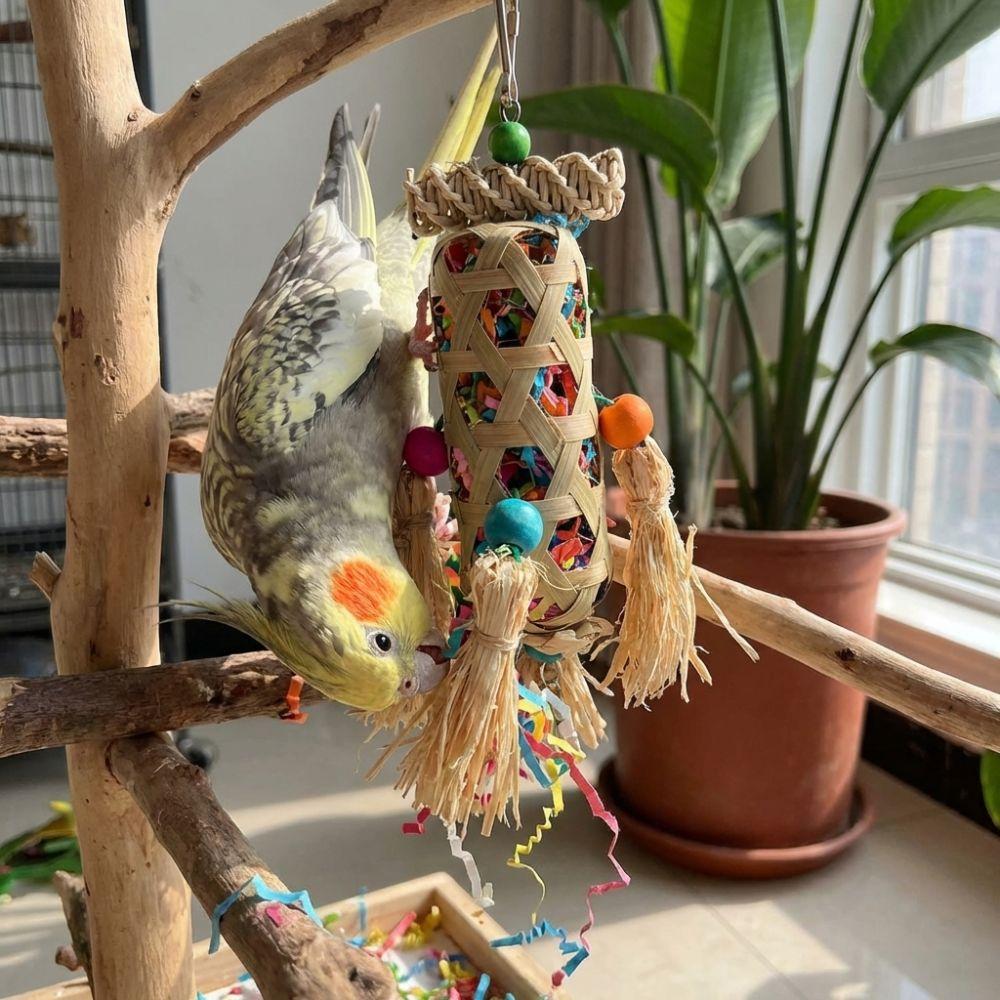 Bite Resistant Parrot Chewing Toys Shredding Crinkles Corn Husk Grinding Toy  Mental Play Training