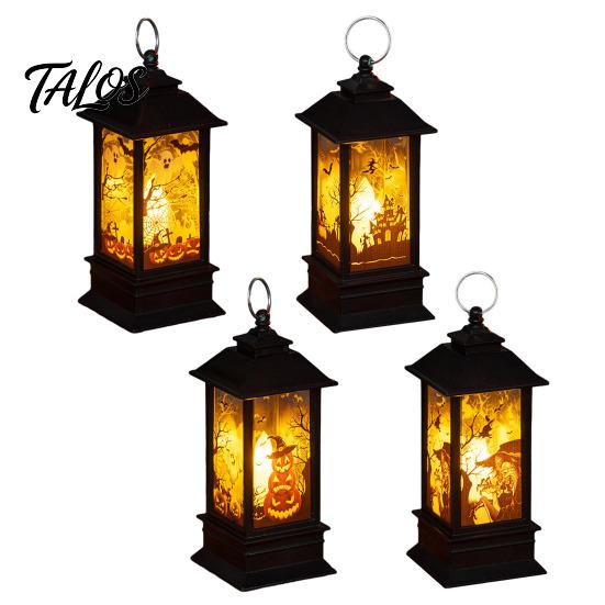 Vintage Decorative Lamp Halloween Night Light, Battery Operated LED Lantern, Simulated Flickering Flame Safe Indoor Lighting Lantern for Party