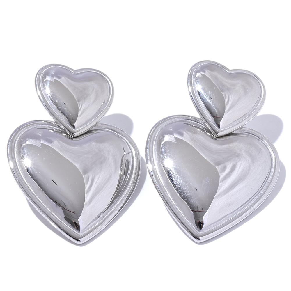 

Yhpup Fashion Glossy Smooth Stainless Steel Heart Drop Dangle Earrings Waterproof Metal Classic Jewelry Valentine s Day Gift